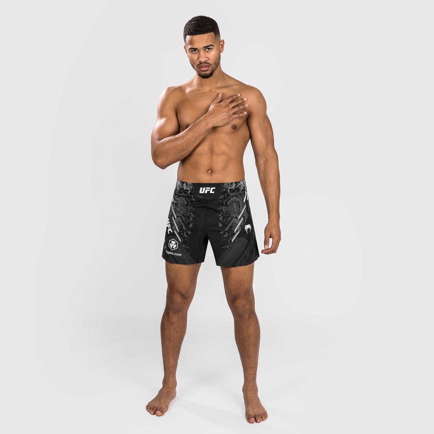 UFC Adrenaline by Venum Personalized Authentic Fight Night Pantalón Corto de Lucha para Hombre - Corte Corto – Negro