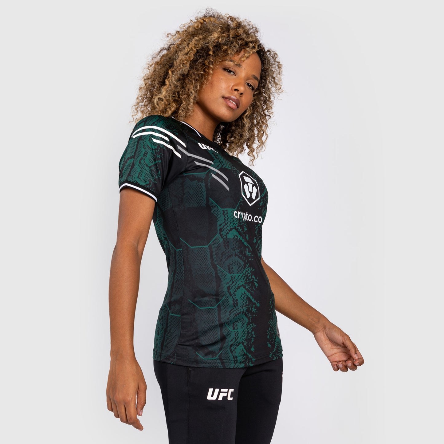 UFC Adrenaline by Venum Personalized Authentic Fight Night Maillot Walkout Mujer - Emerald Edition - Verde/Negro