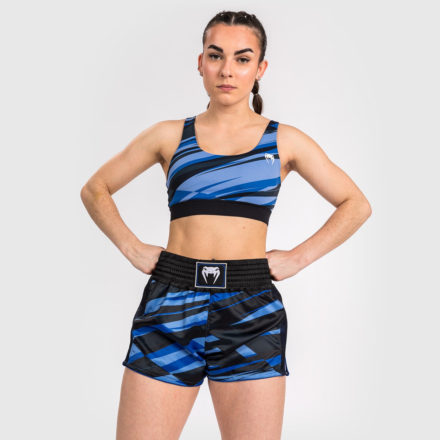 Venum Abyss Pantalones Cortos de Muay Thai para Mujer - Azul Sombra