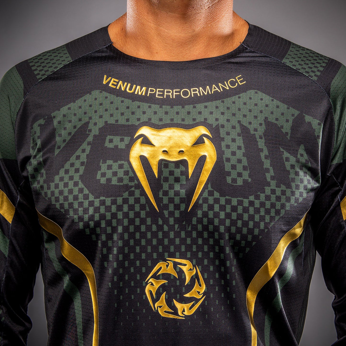 Venum MX Challenger Camiseta de Motorsports - Negro/Verde/Dorado