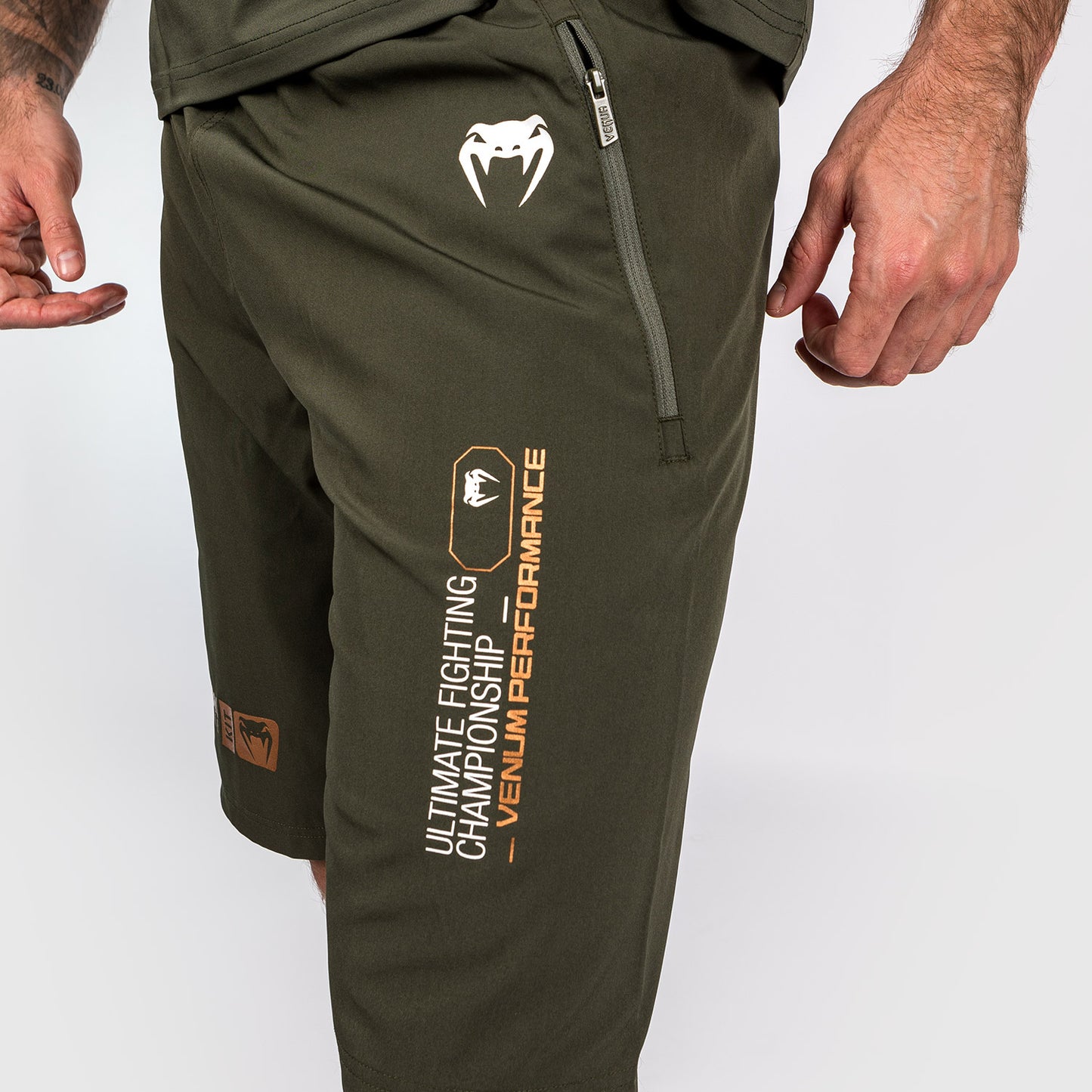 UFC Adrenaline by Venum Fight Week Pantalones cortos de alto rendimiento para Hombre - Caqui/Bronce