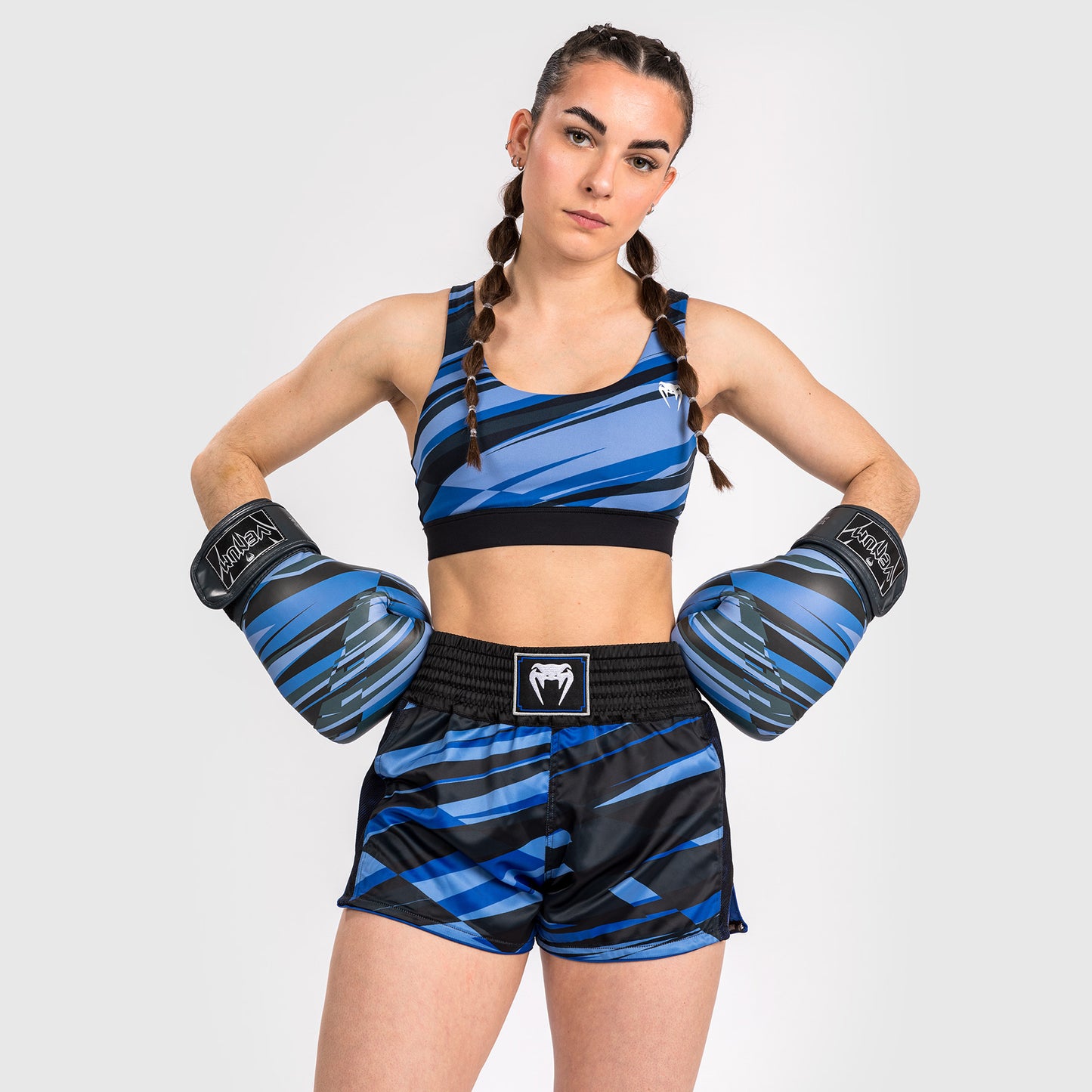 Venum Abyss Pantalones Cortos de Muay Thai para Mujer - Azul Sombra