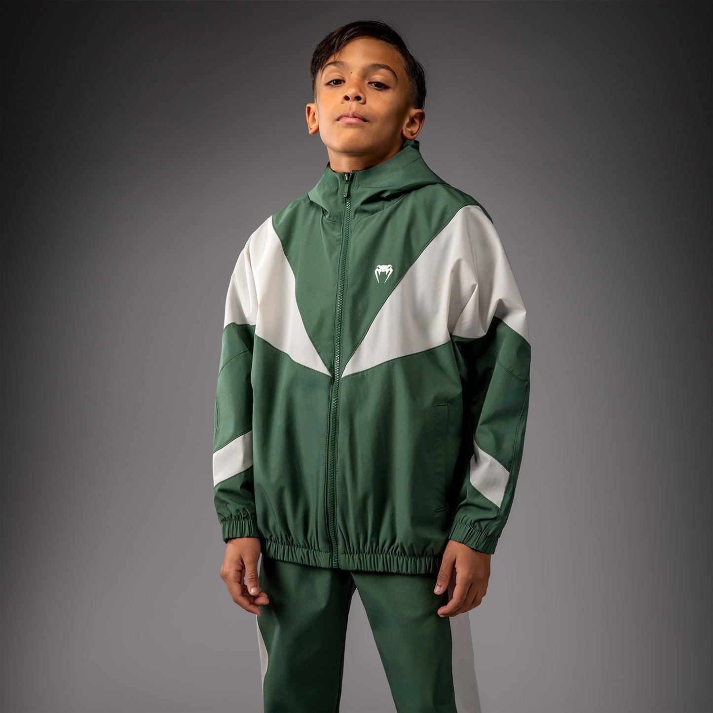 Venum Vectra Chaquetas de Chándal Niños – Verde Bosque/ Blanco Roto