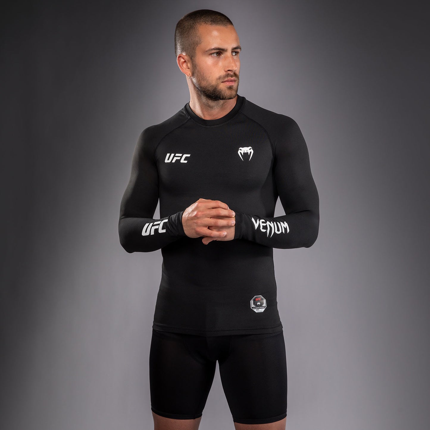 Venum UFC Unity by Venum Authentic Fight Week Rashguard Técnico de Manga Larga para Hombre - Negro