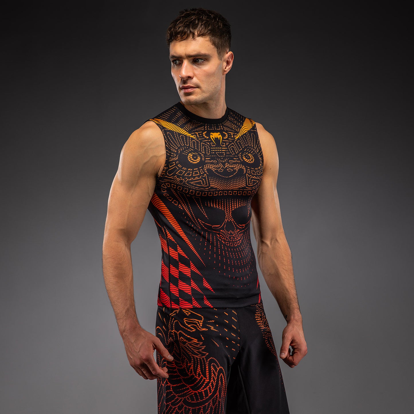 Venum Quetzal Rashguard Sin Mangas - Negro/Rojo Fury/Mandarina