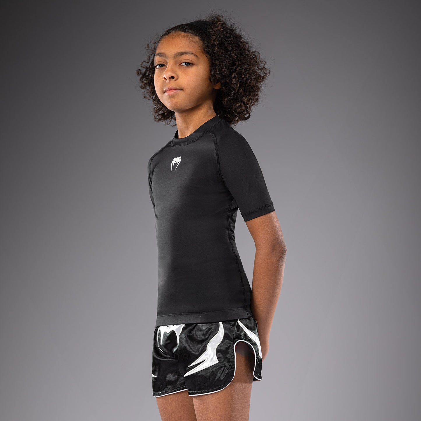 Venum Contender Rashguards de Mangas Cortas para Niños - Negro
