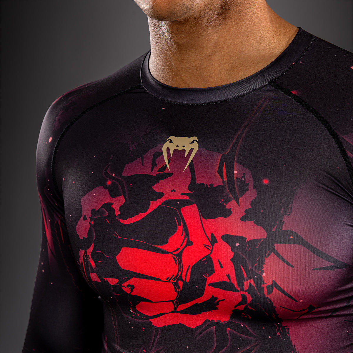 Jujutsu Kaisen x Venum Itadori Rashguard Manga Larga – Negro/Rojo