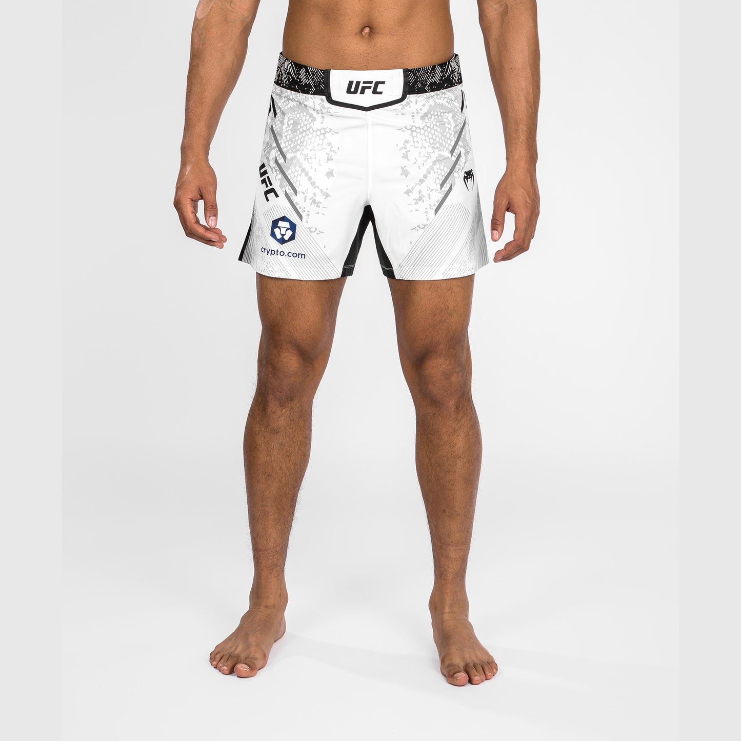 UFC Adrenaline by Venum Personalized Authentic Fight Night Pantalón Corto de Lucha para Hombre - Corte Corto – Blanco