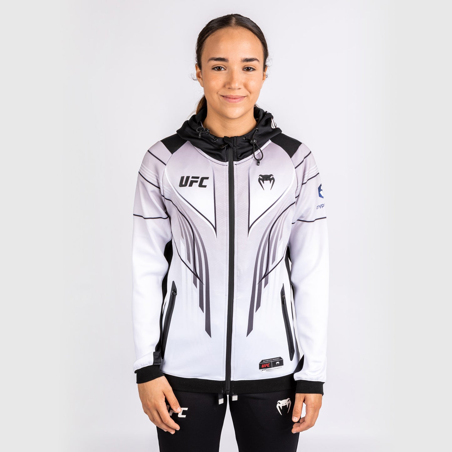 Sudadera con capucha personalizada UFC Venum Authentic Fight Night 2.0 para mujer - Blanco