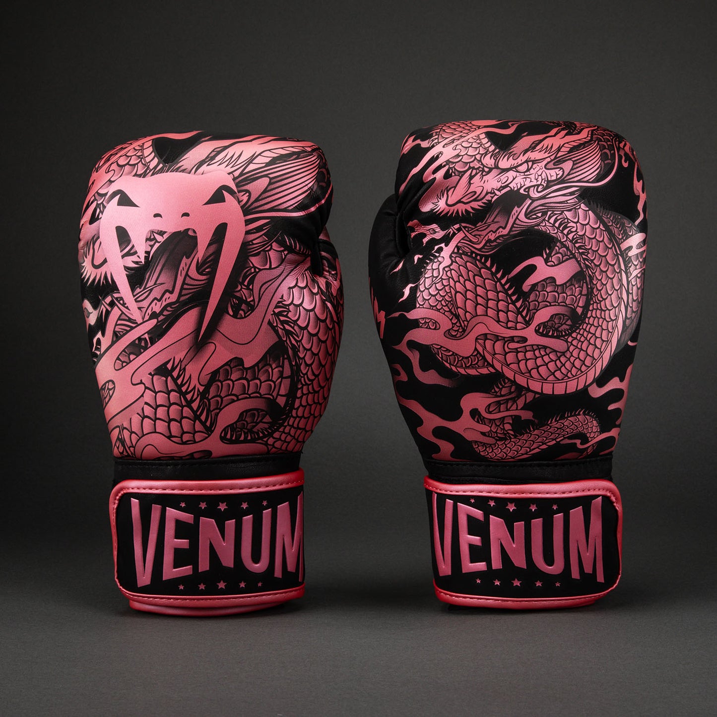 Guantes de boxeo Venum Dragon's Flight - Negro / Rosa metalizado