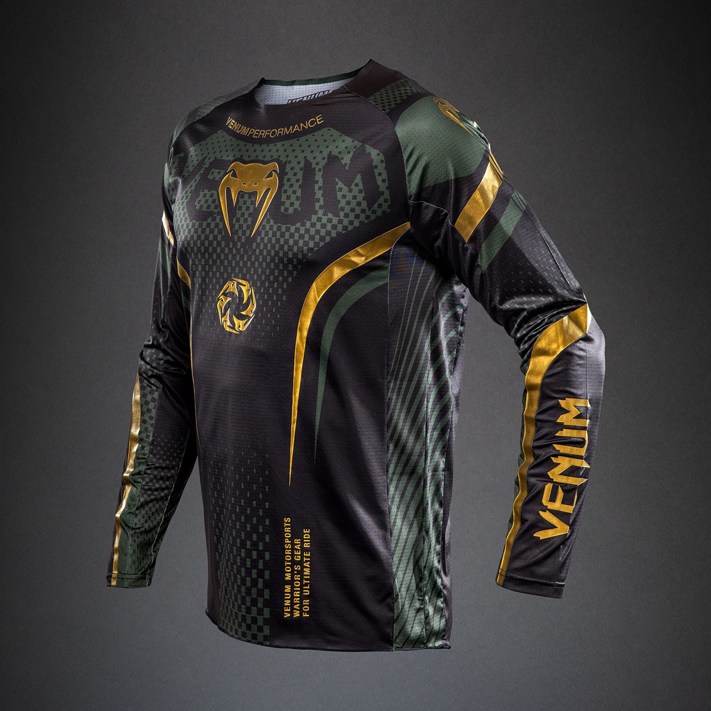 Venum MX Challenger Camiseta de Motorsports - Negro/Verde/Dorado