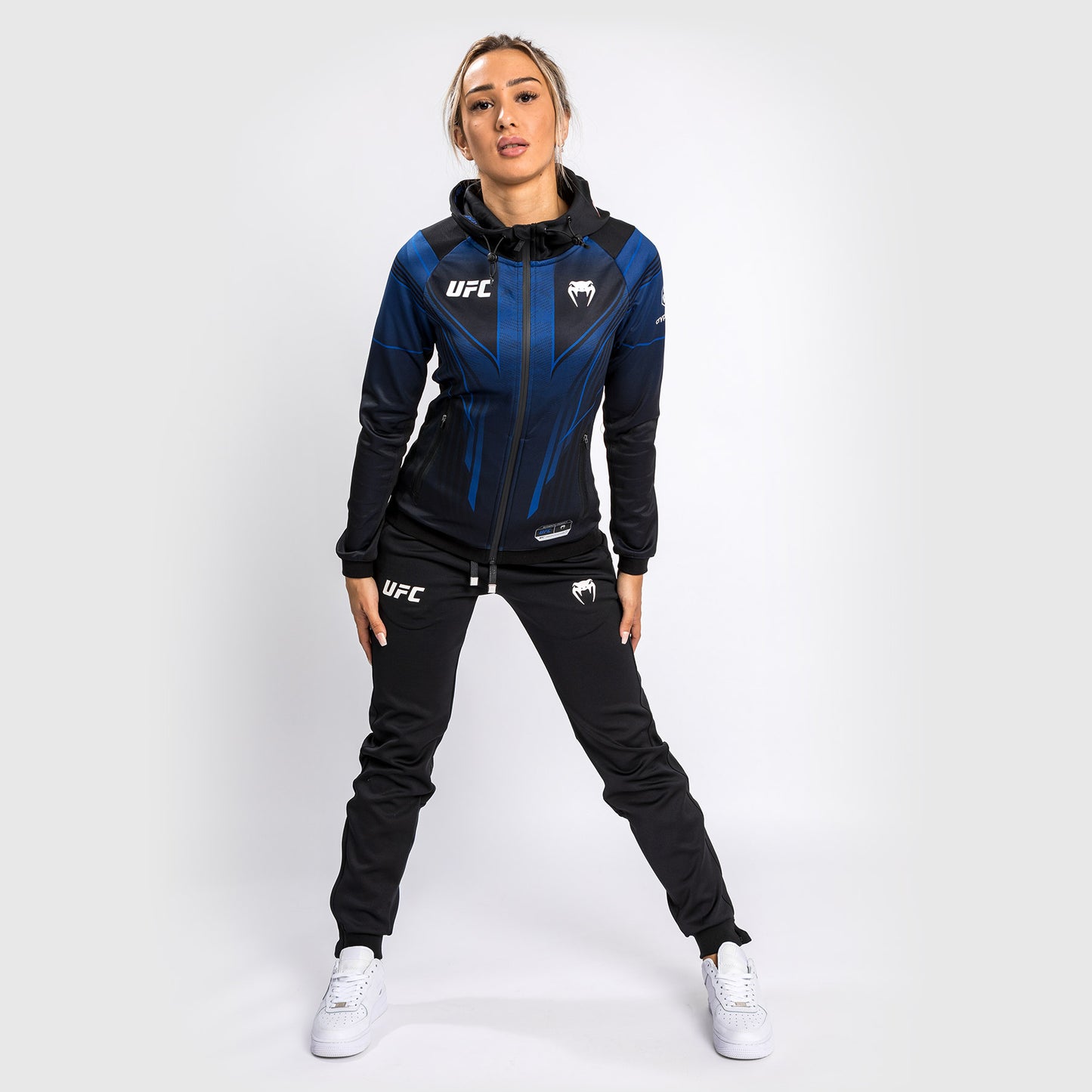 Sudadera con capucha Walkout para mujer UFC Venum Authentic Fight Night 2.0 - Midnight Edition