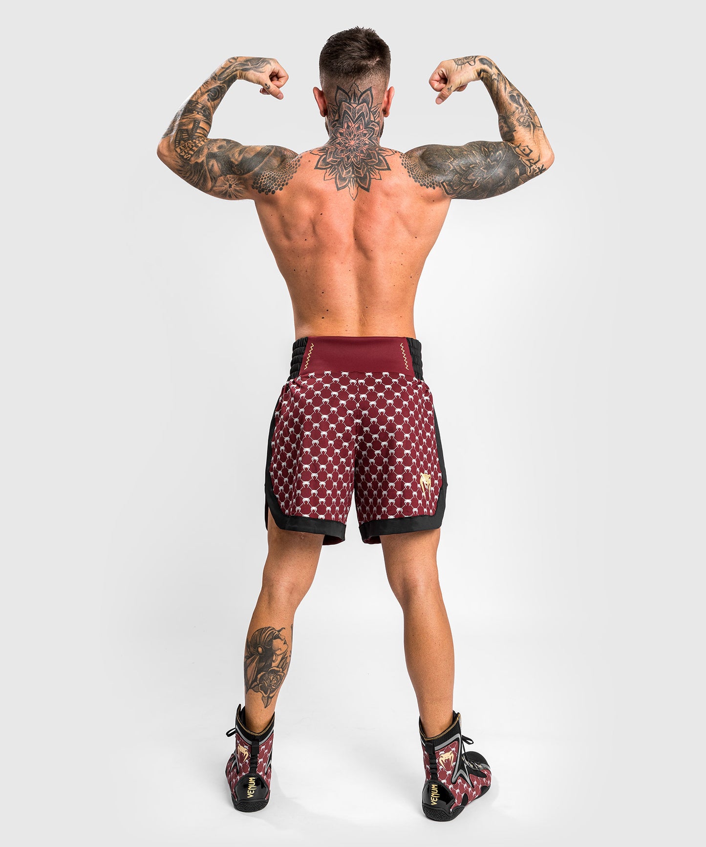 Shorts de Boxeo Venum Monogram - Negro/Borgoña