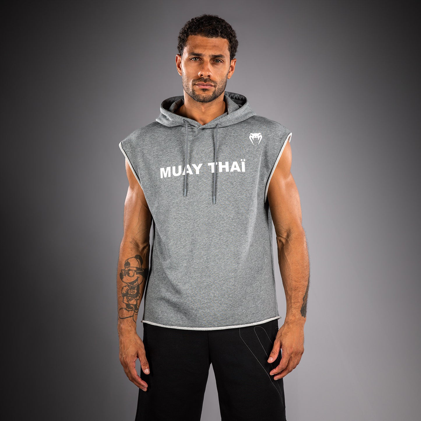 Venum Muay Thai VT Sudadera con Capucha Sin Mangas – Gris Jaspeado