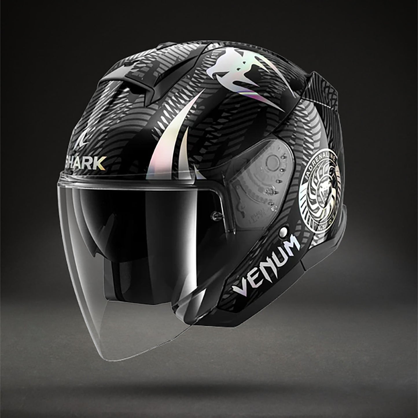 Venum x Shark SKWAL JET Casco de Moto – Negro Cromo Antracita