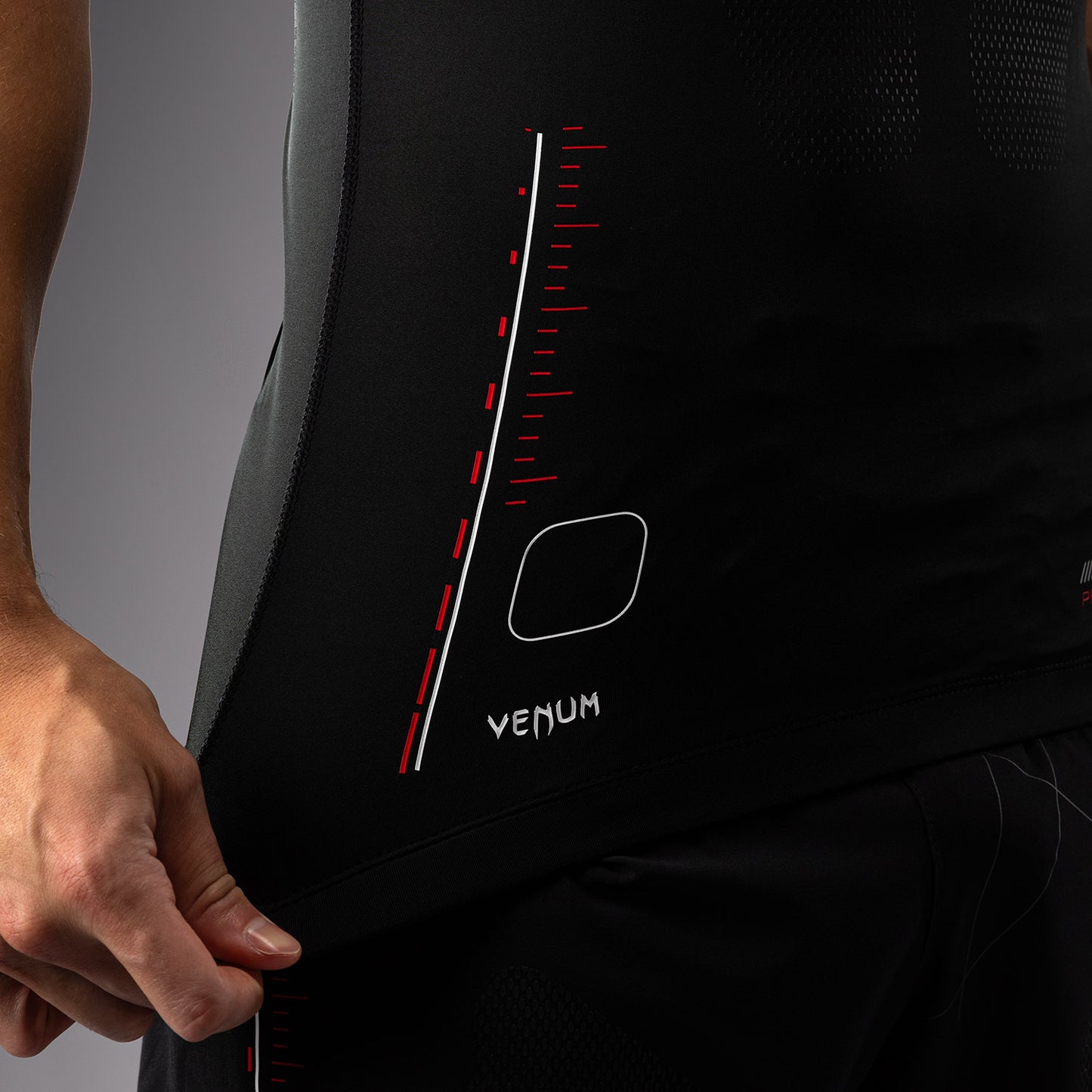 Venum Tactical XT Lycra de manga corta para hombre - Negro/Rojo fuego
