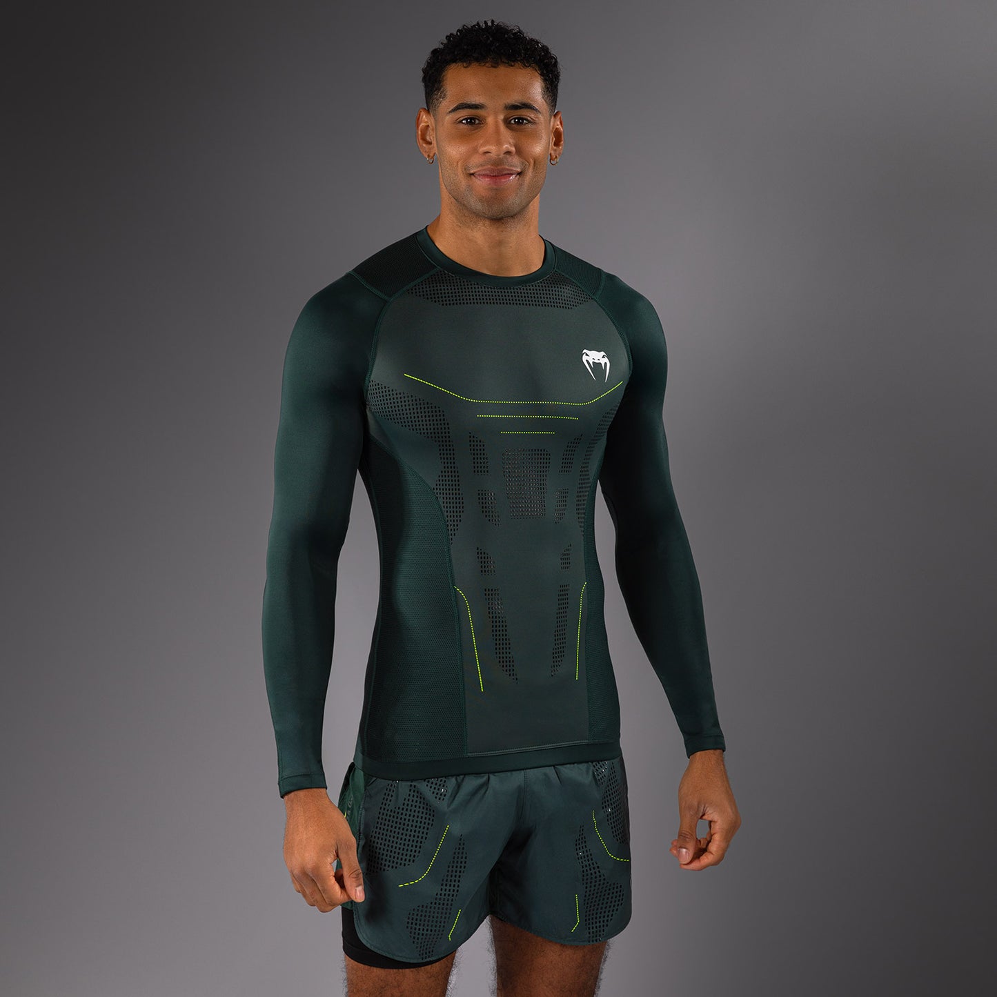 Venum Technical 3.0 Camiseta de Manga Larga Rashguard - Verde Bosque