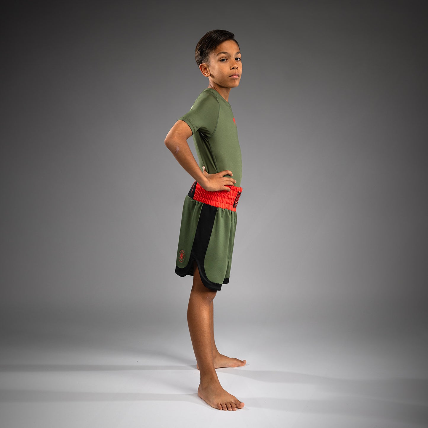 Venum Classic Pantalones Cortos de Boxeo para Niños - Verde Militar/Naranja