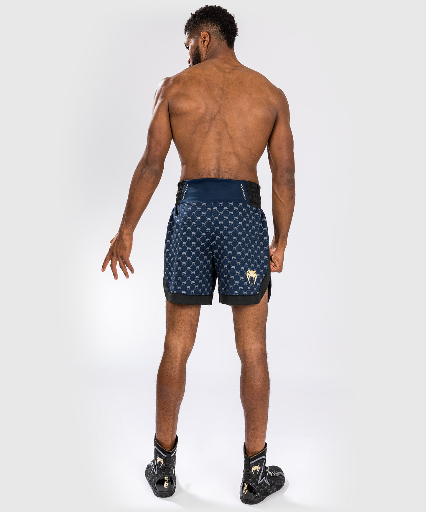 Shorts de Boxeo Venum Monogram - Negro/Azul Marino