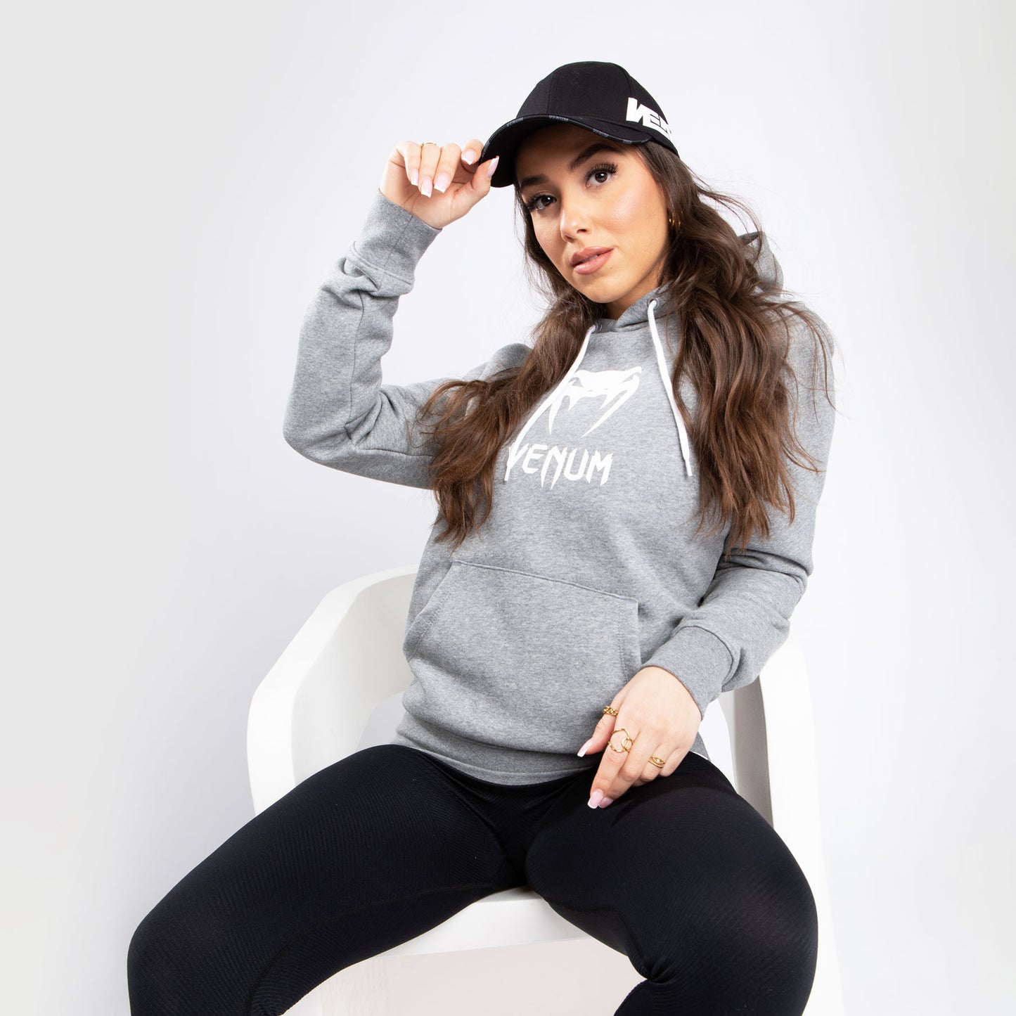 Sudadera con capucha Venum Classic - De mujer - Gris Claro Jaspeado