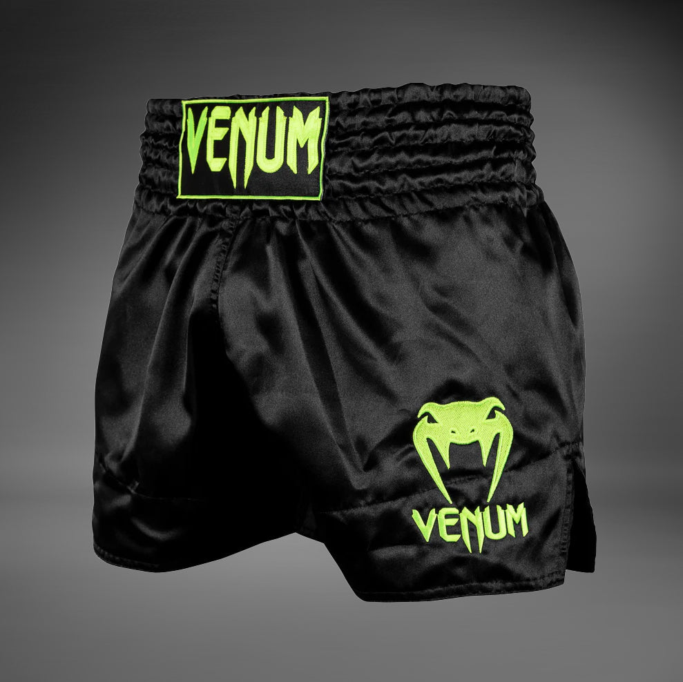 Venum Classic Short de Muay Thai - Negro/amarillo fluorescente