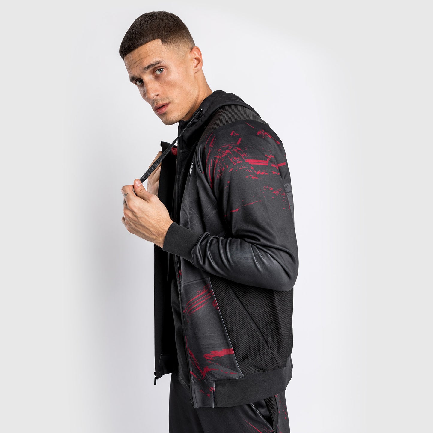 Sudadera con cremallera UFC Venum Authentic Fight Week 2.0 - Negro/Rojo
