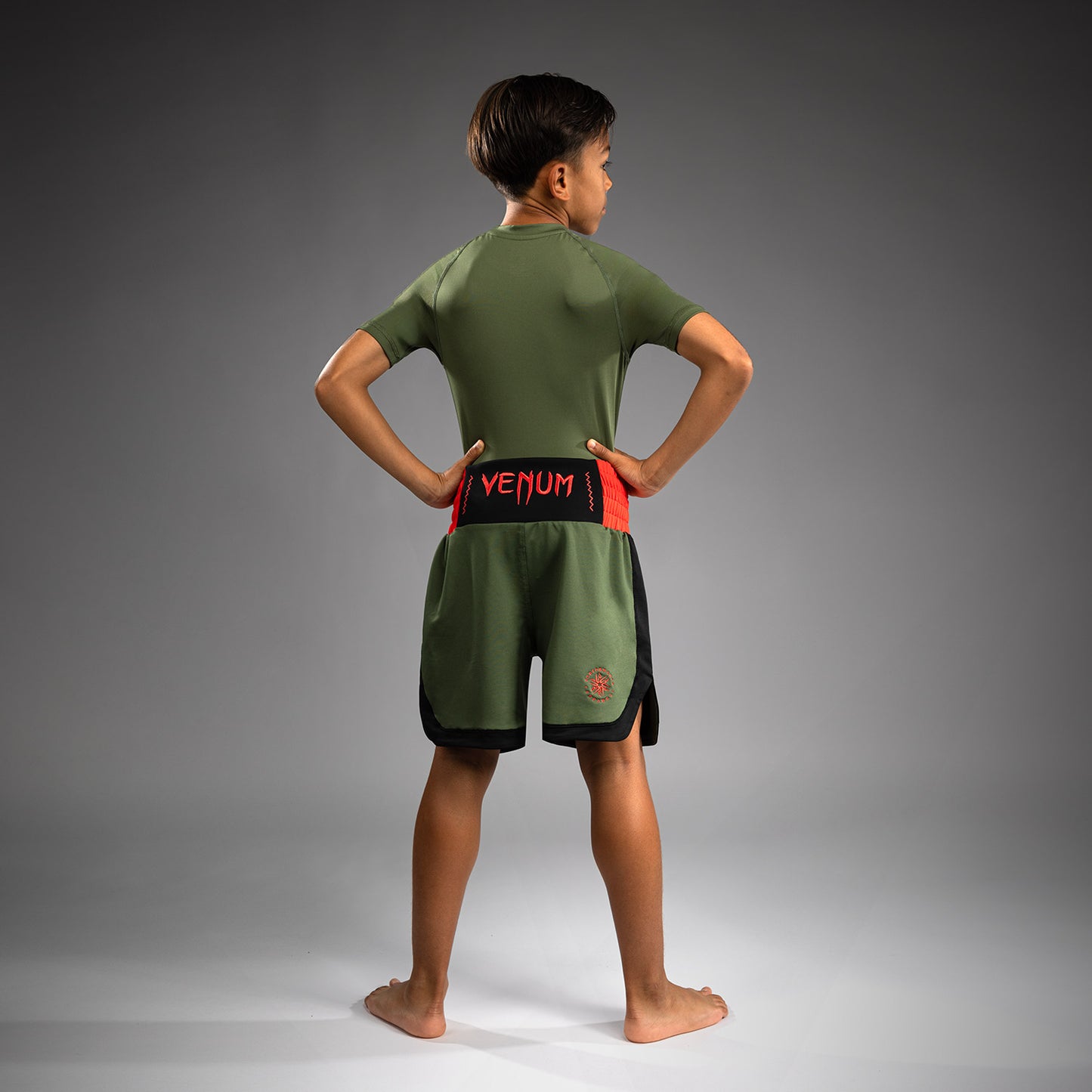 Venum Classic Pantalones Cortos de Boxeo para Niños - Verde Militar/Naranja