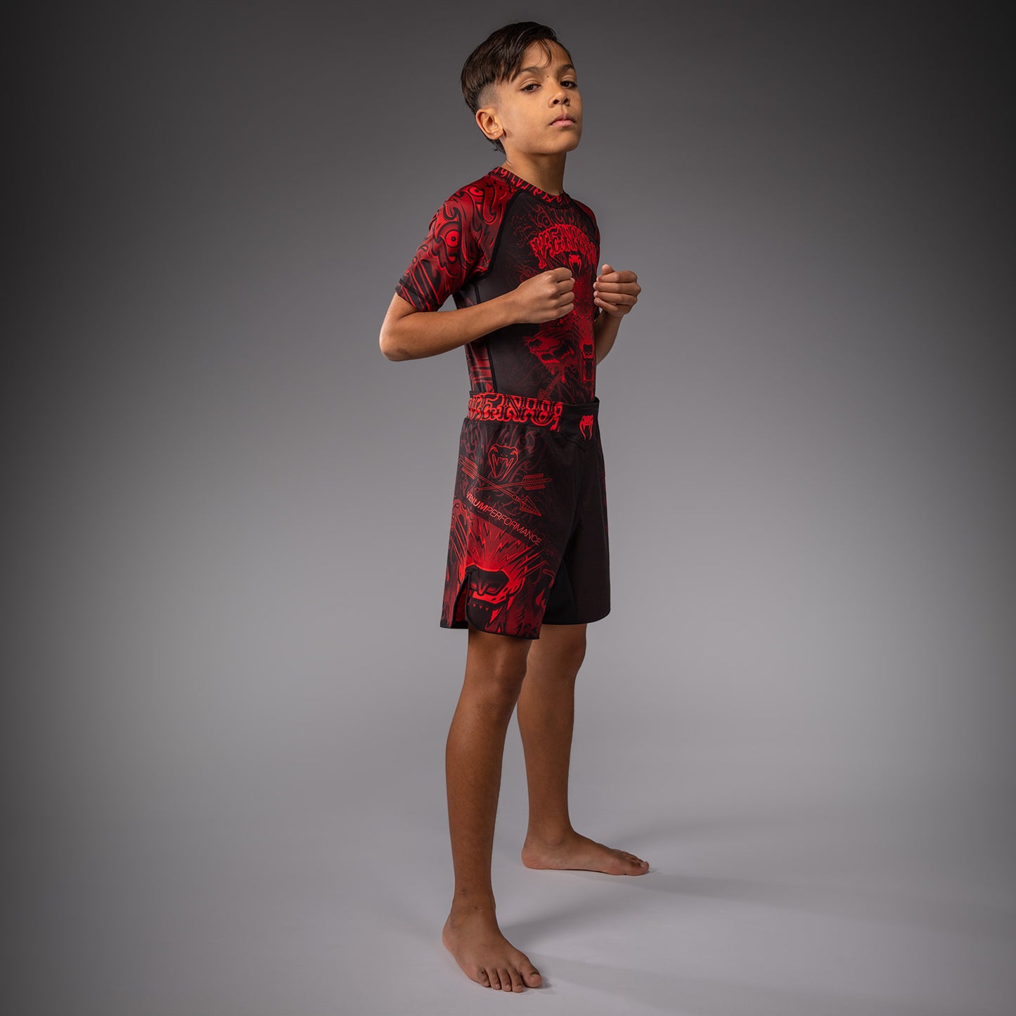 Venum Wolf Atak Short de Combate Para Niños – Negro/Rojo