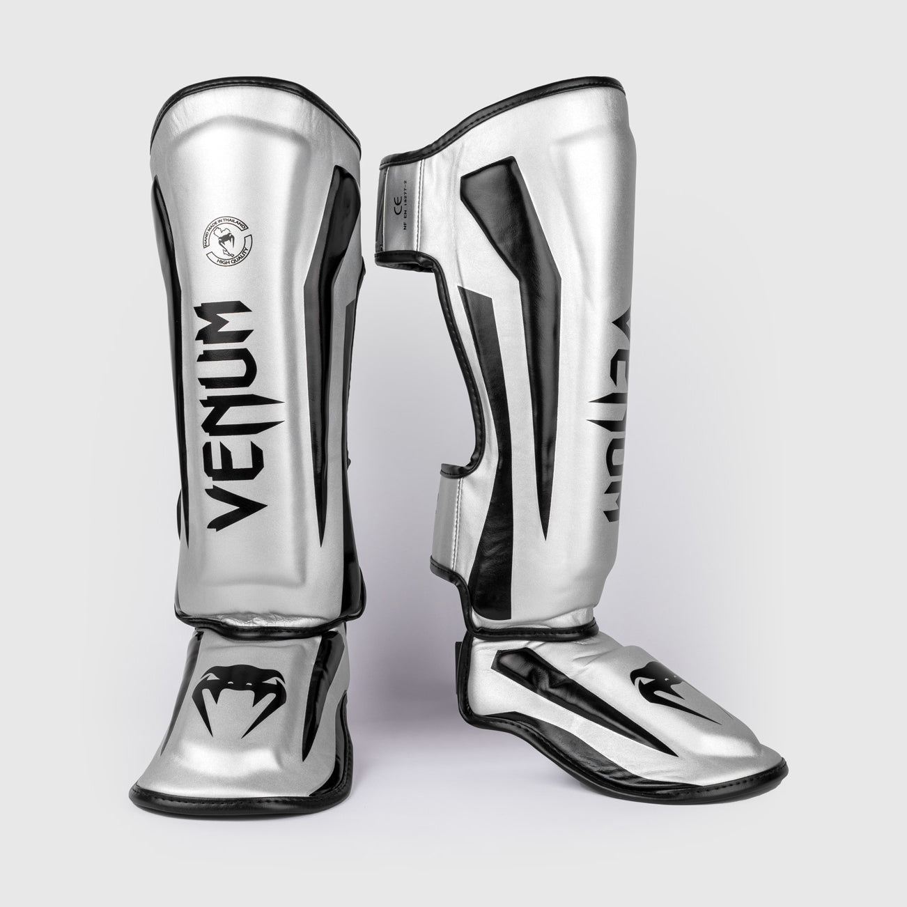 Venum Elite Espinilleras Standup - Plata/Negro