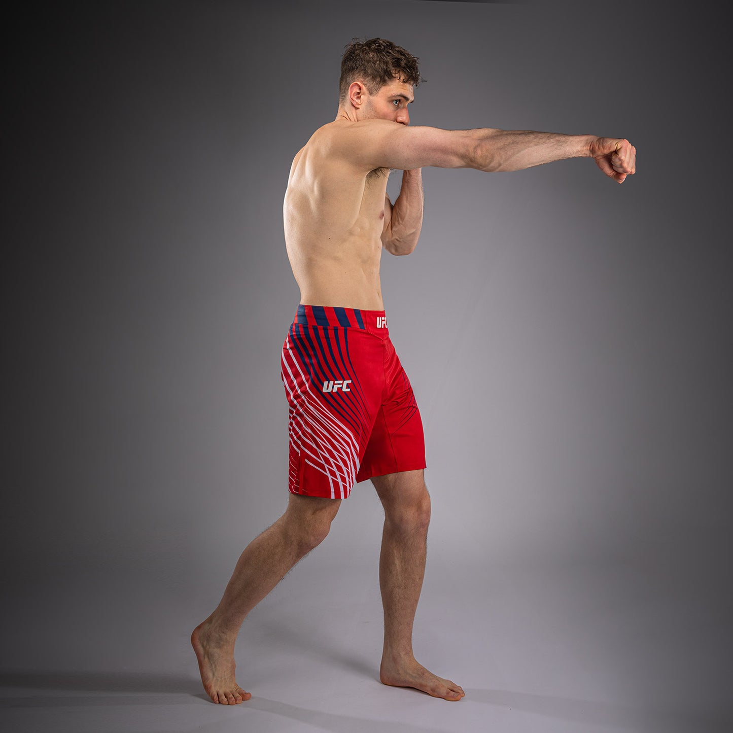 Official UFC Freedom 250 by Venum Personalizado Authentic Fight Night Fight Shorts de ajuste largo para hombre - Rojo