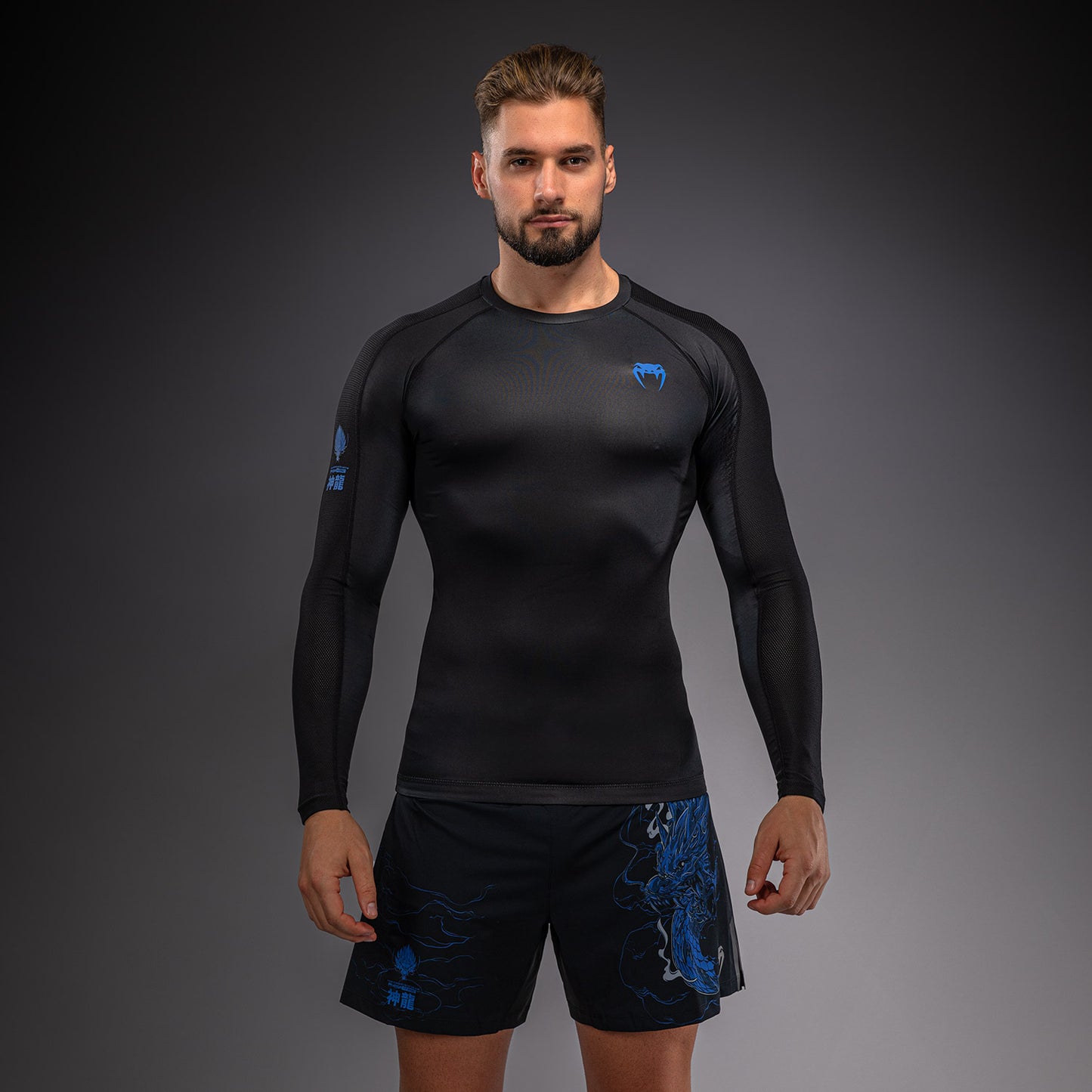 Venum Thunder Dragon Rashguard Manga Larga – Negro/Azul Real