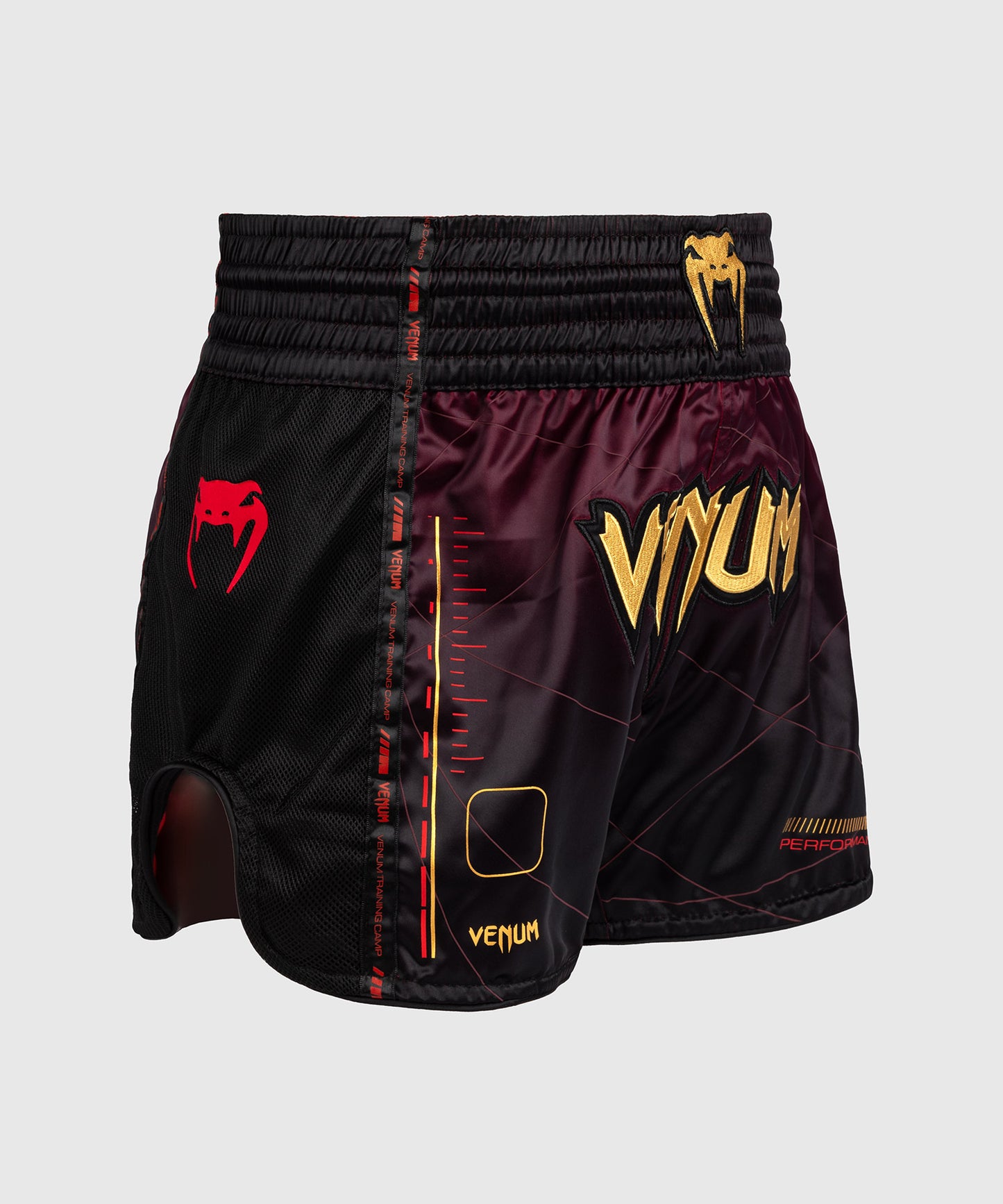 Venum Tactical XT Pantalones Cortos de Muay Thai - Negro/Burdeos/Oro