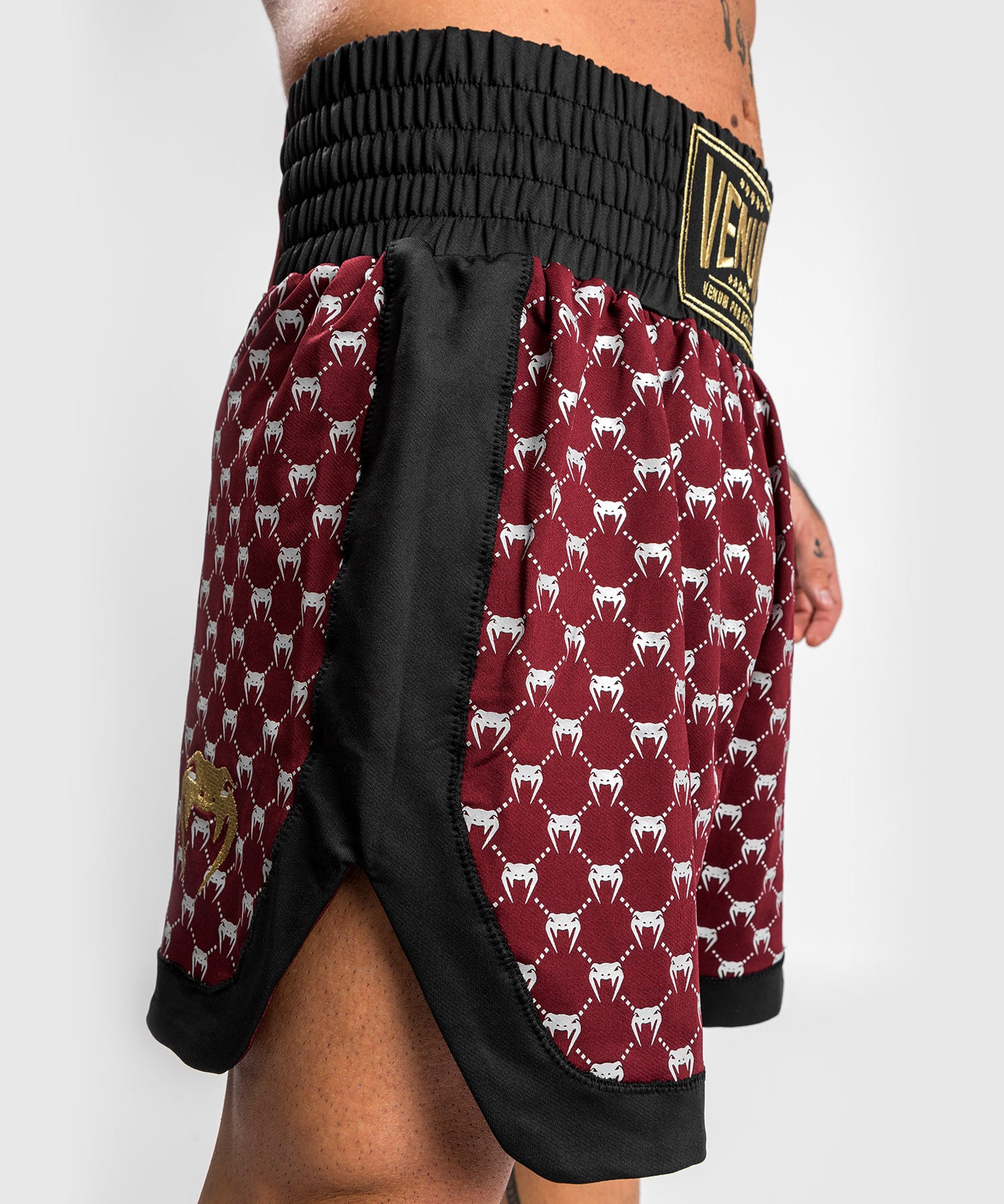 Shorts de Boxeo Venum Monogram - Negro/Borgoña