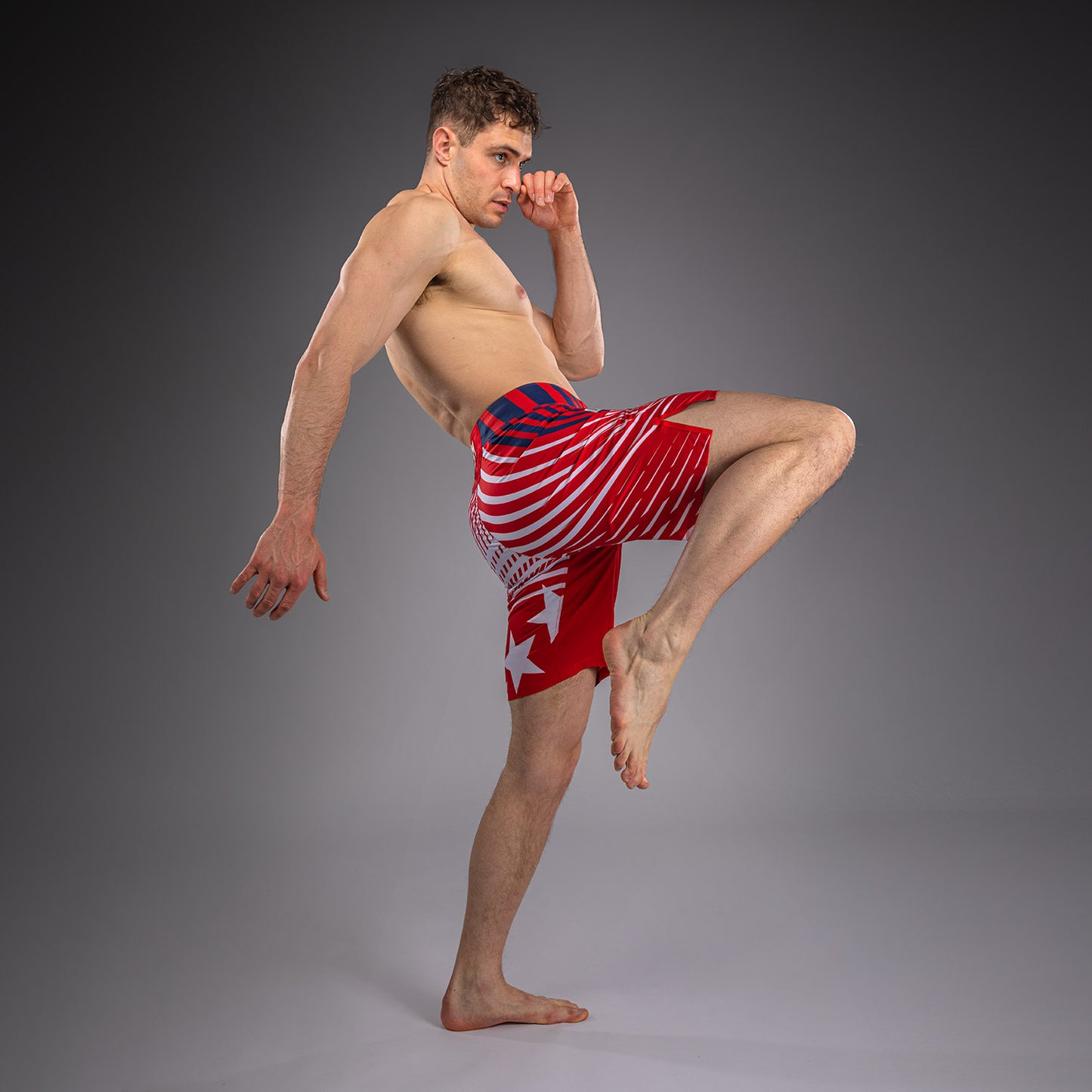 Official UFC Freedom 250 by Venum Personalizado Authentic Fight Night Fight Shorts de ajuste largo para hombre - Rojo