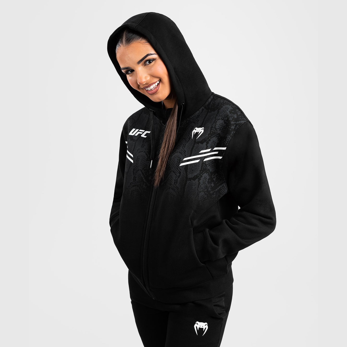 UFC Adrenaline by Venum Replica Sudadera con Capucha y Cremallera para Mujer - Negro