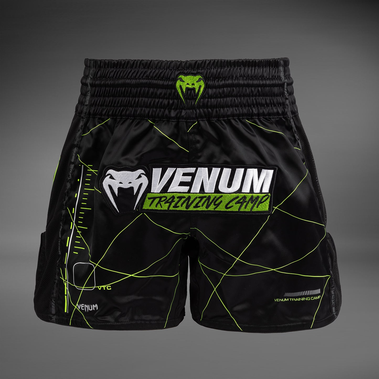 Venum Training Camp 4.0 Pantalón corto de muay thai - Negro/Verde neón