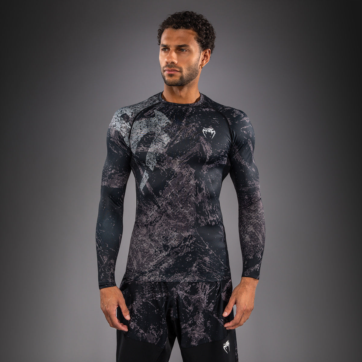 Venum Rage & Workout Rashguard de Manga Larga - Negro/Gris