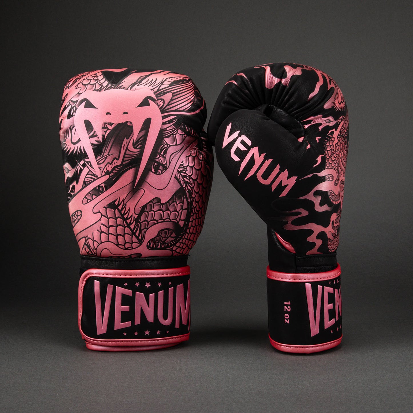 Guantes de boxeo Venum Dragon's Flight - Negro / Rosa metalizado
