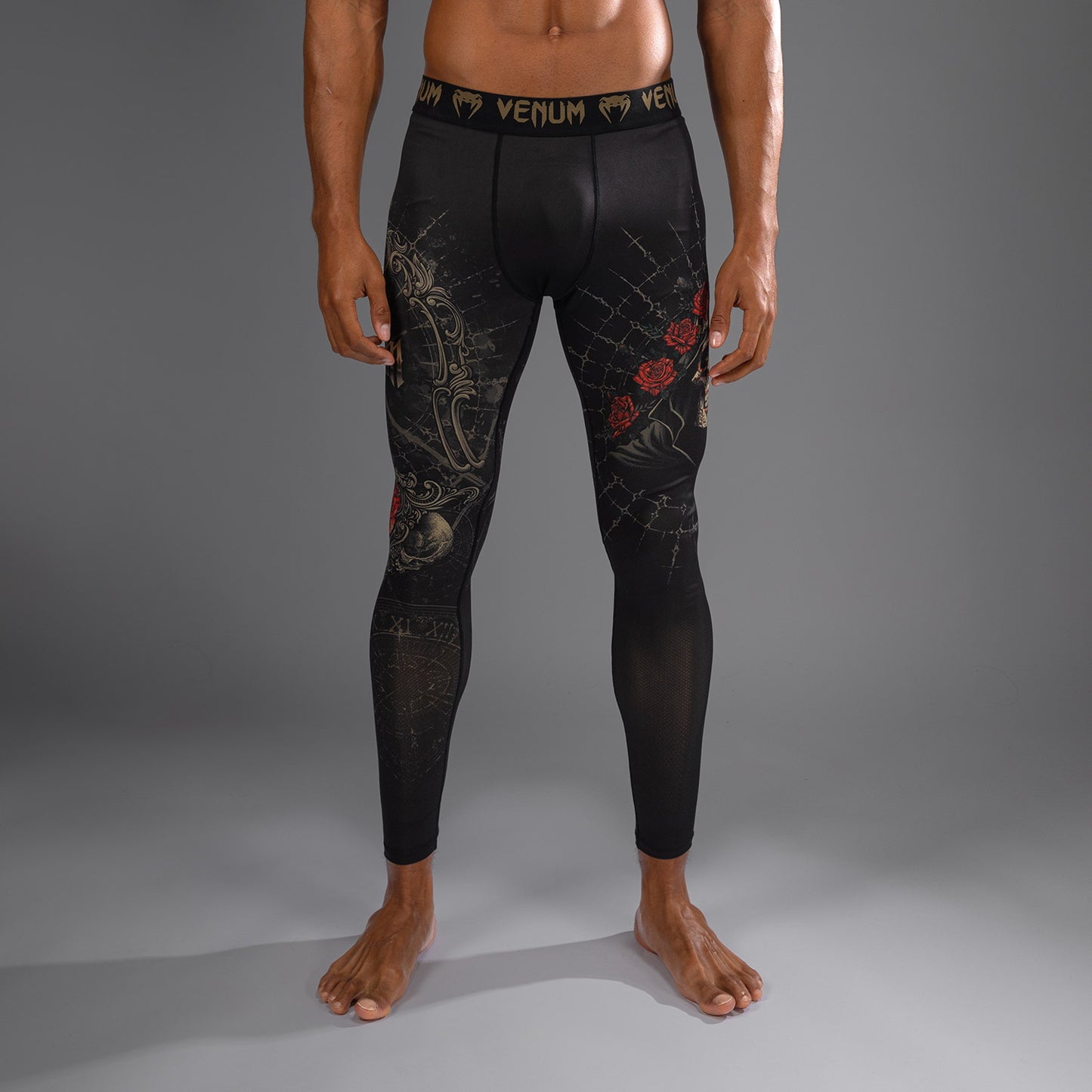 Venum Santa Muerte 5.0 Spats para Hombre - Negro Profundo/Oro