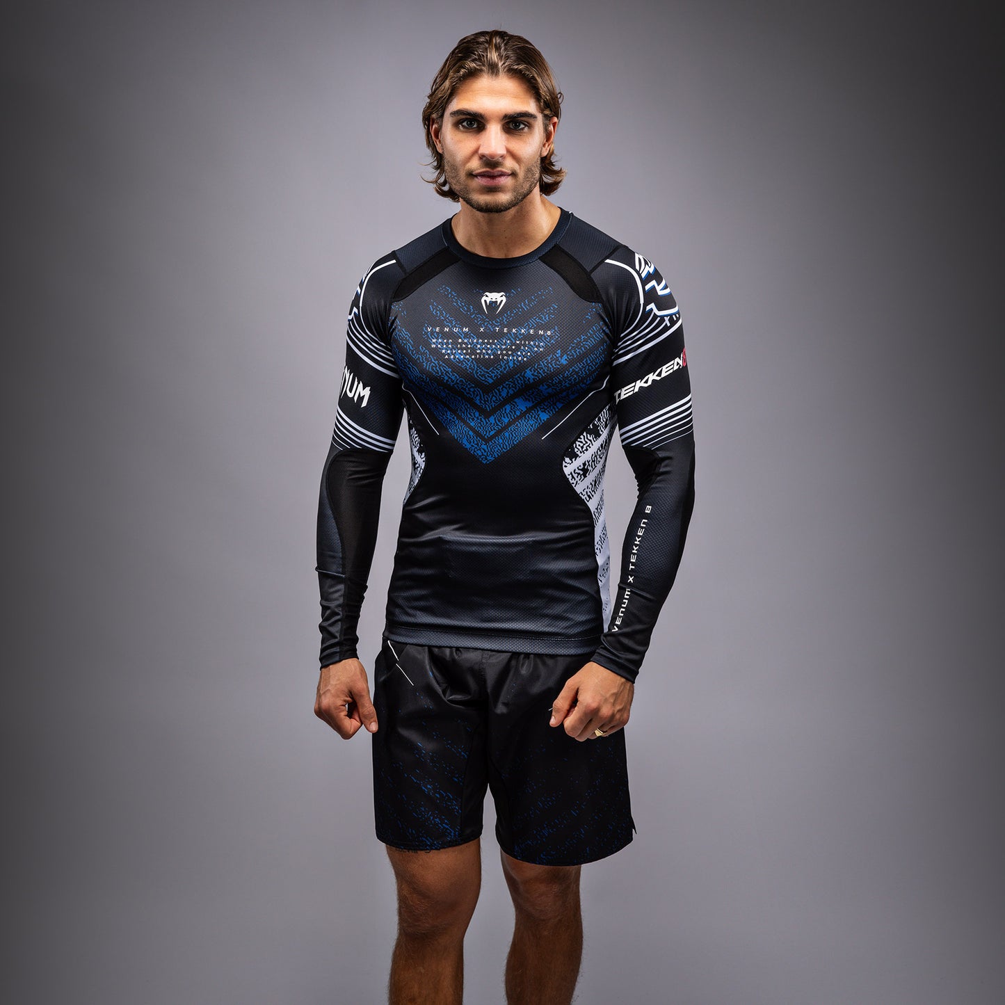 Venum x TEKKEN 8 - Jin Kazama Rashguard - Azul/Negro/Blanco