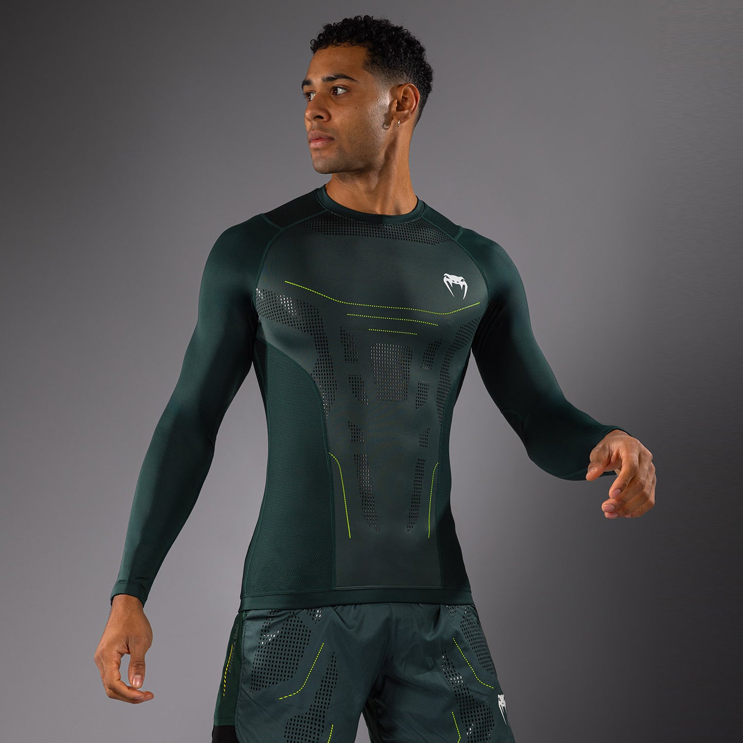 Venum Technical 3.0 Camiseta de Manga Larga Rashguard - Verde Bosque