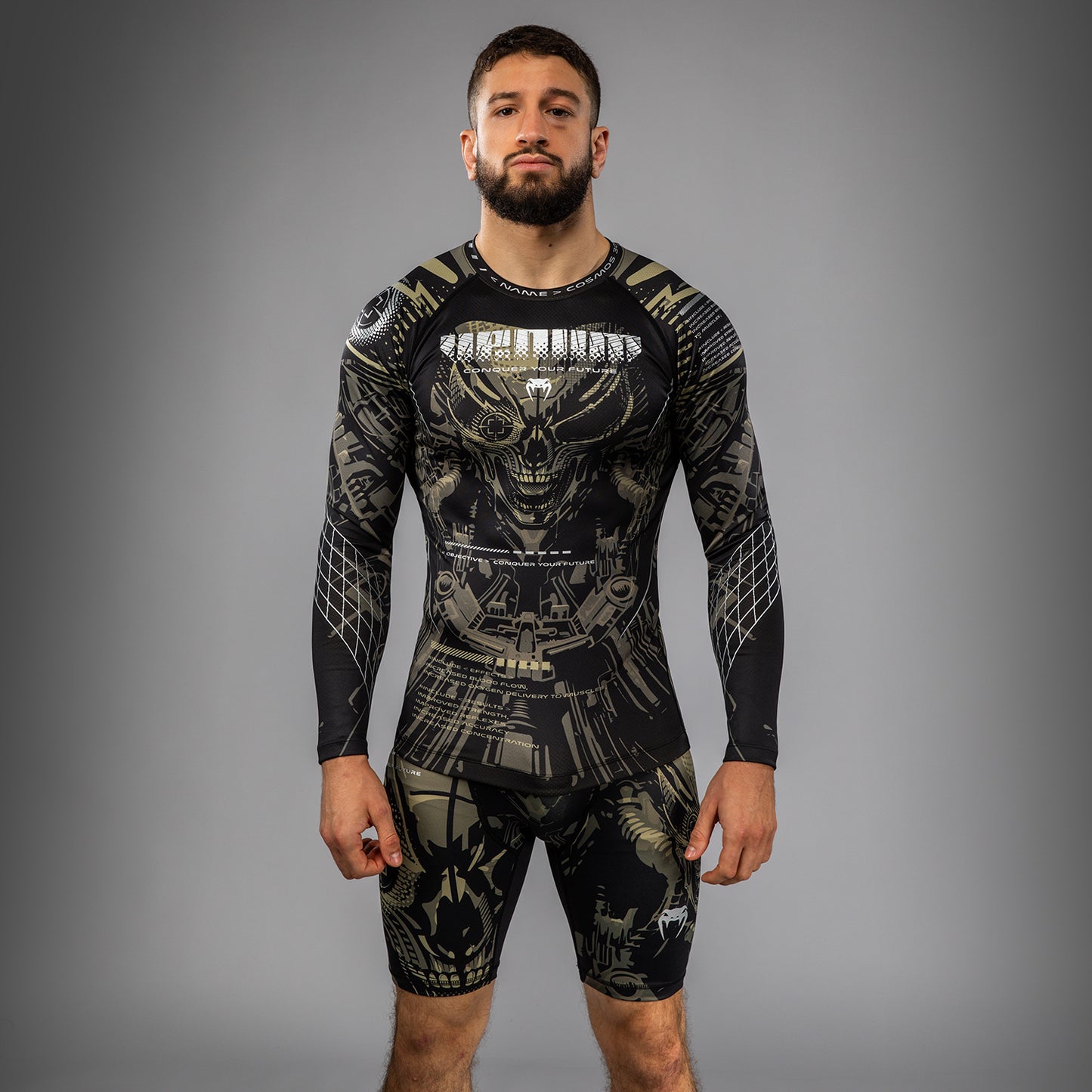 Venum Invader Camiseta de Manga Larga Rashguard - Negro/Sand