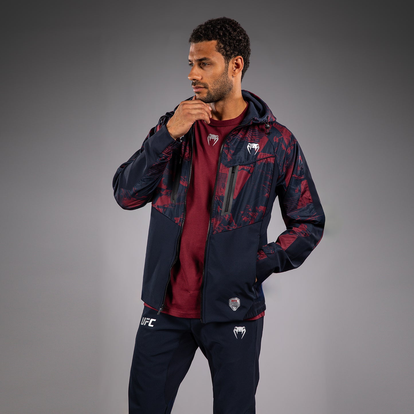 UFC Zenith by Venum Authentic Fight Week Sudadera con cremallera Hombre - Azul marino/Burdeos/Plateado