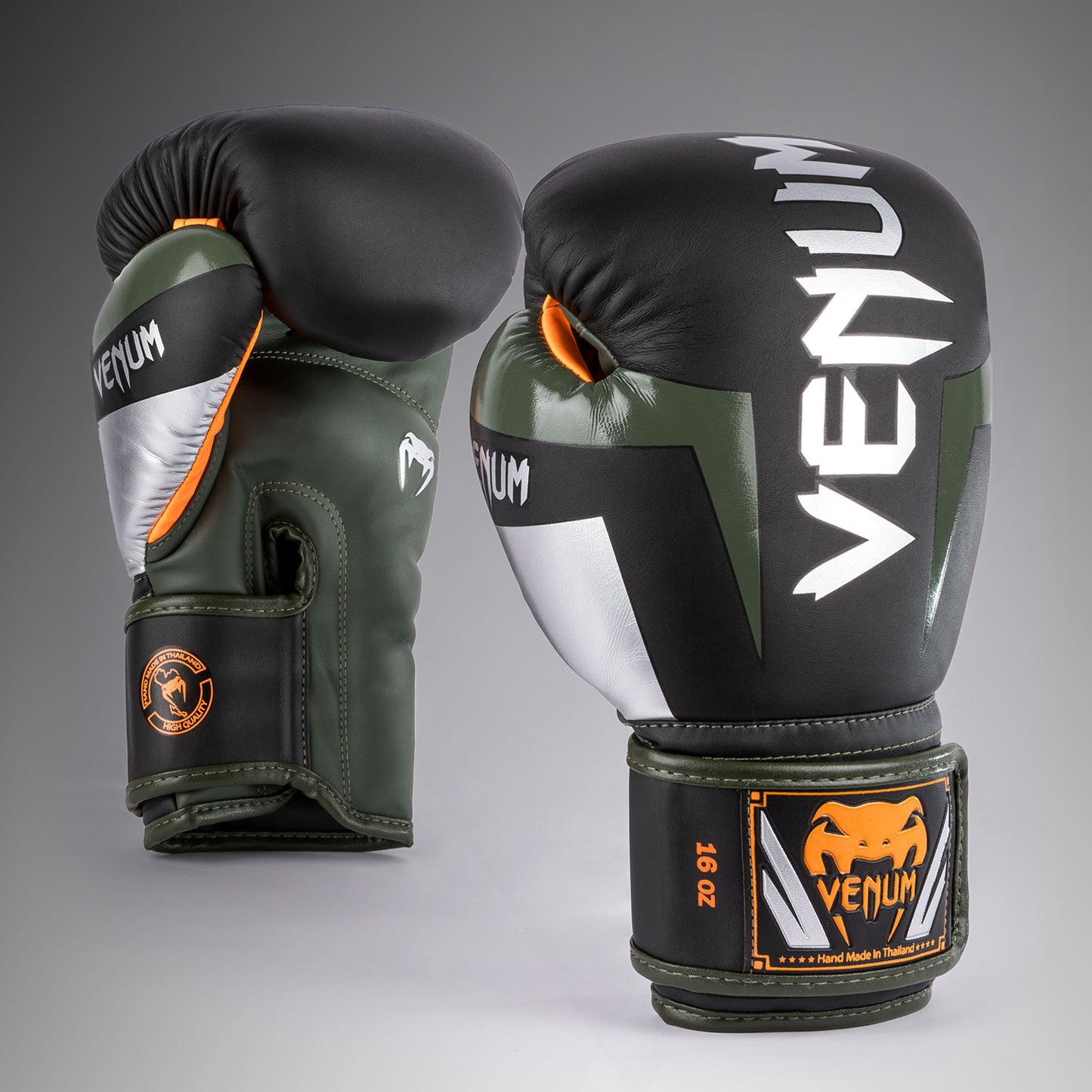Venum Elite Guantes de Boxeo - Negro/Plata/Caki