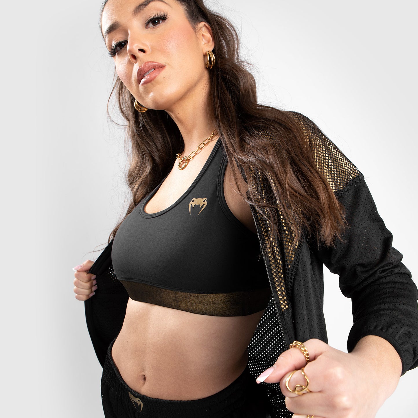 Chaqueta de malla Venum Lightning - Para mujer - Negro/Dorado
