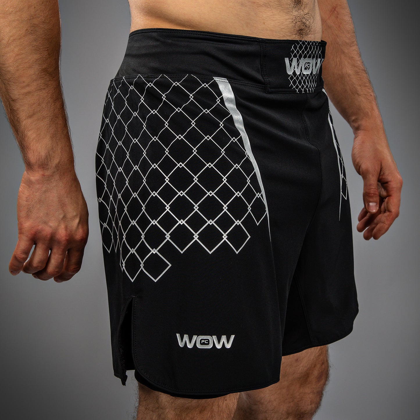 Venum x WOW FC Pantalones de Lucha para Hombre - Negro/Gris Plateado