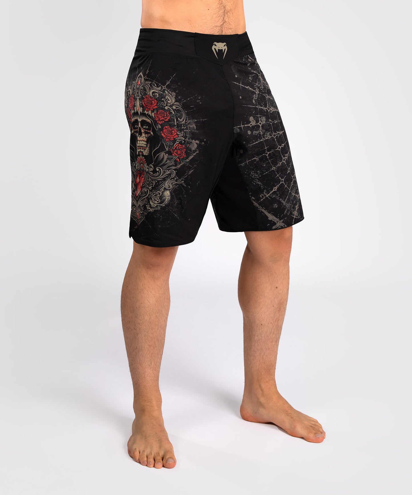 Venum Santa Muerte 5.0 Pantalones Cortos de Combate para Hombre - Negro Profundo/Oro