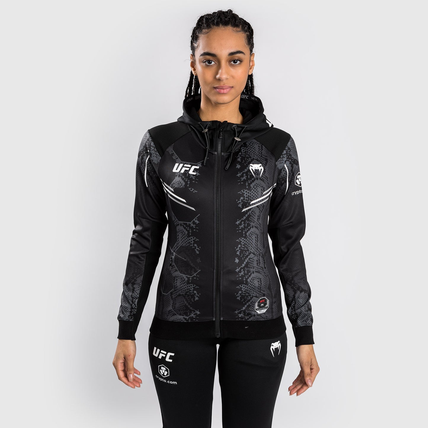 UFC Adrenaline by Venum Authentic Fight Night Sudadera con capucha Walkout para Mujer - Negra