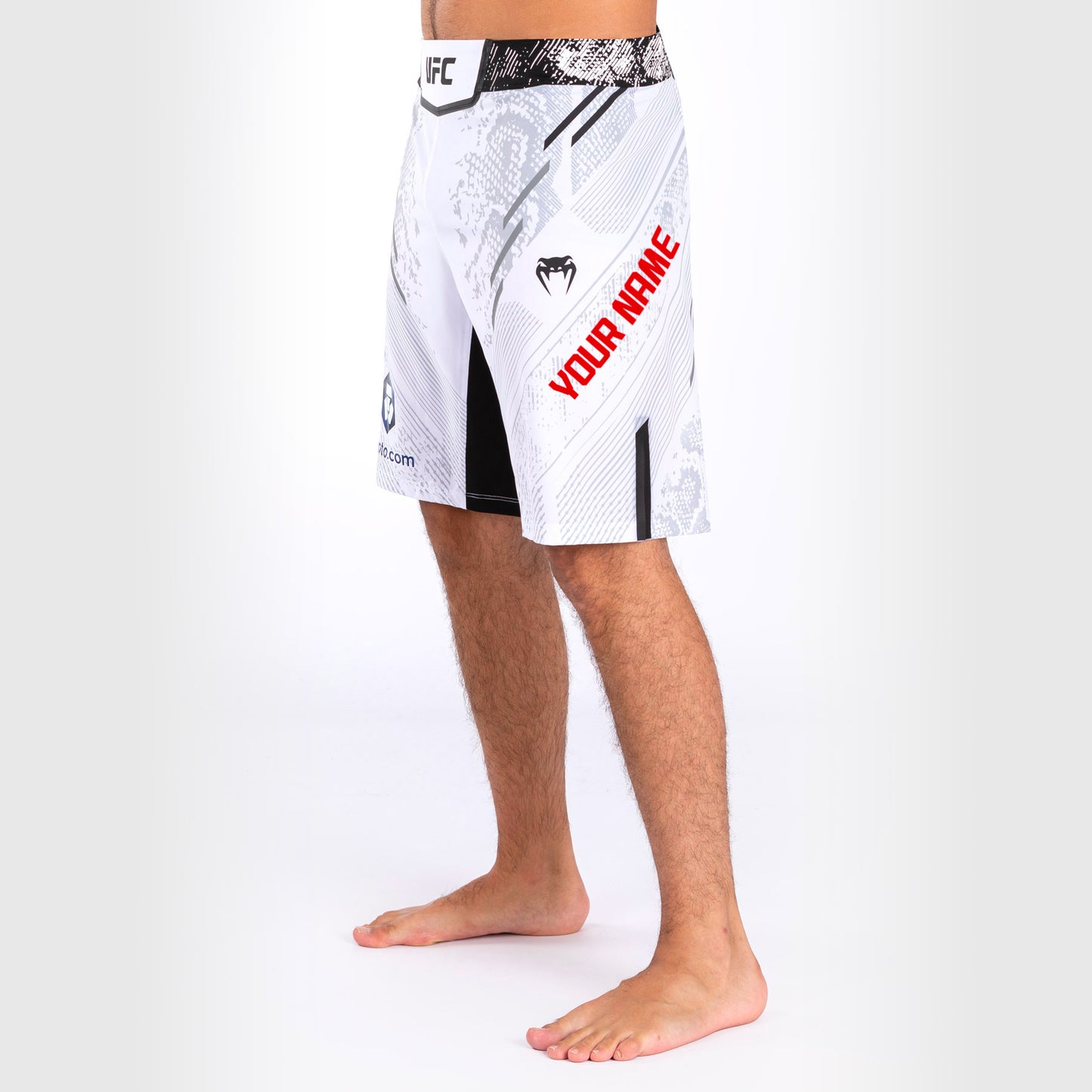 Pantalón Corto UFC Adrenaline by Venum Personalizado Authentic Fight Night, Corte Largo, Hombre - Blanco
