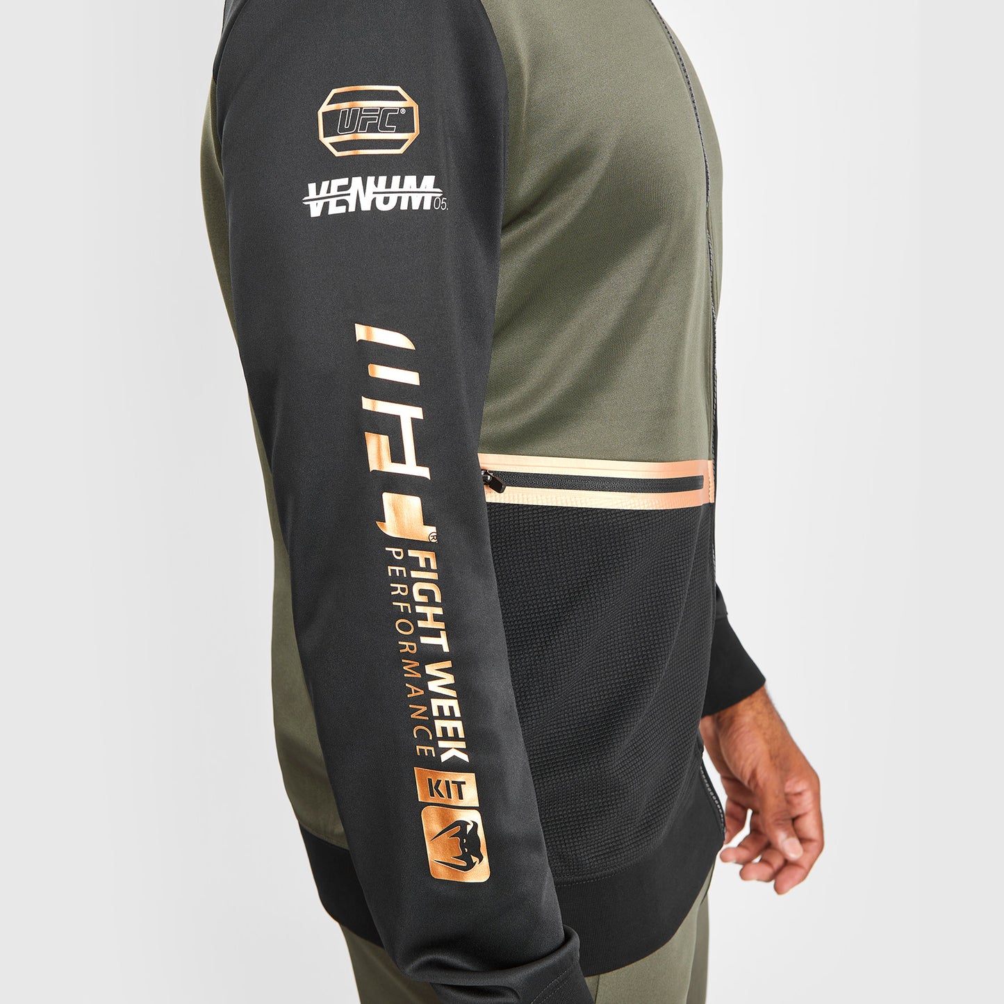 UFC Adrenaline by Venum Fight Week Sudadera con capucha y cremallera para Hombre - Caqui/Bronce